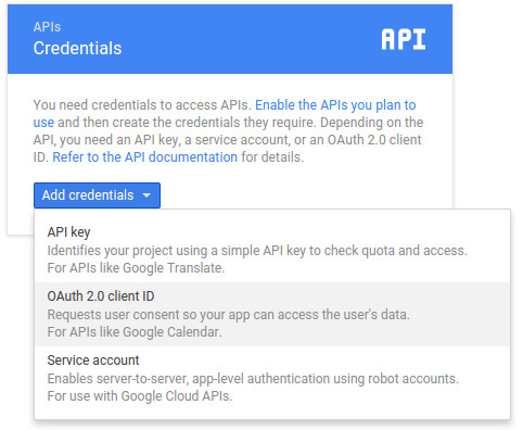 The credentials screen. The credentials screen.