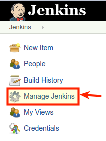 Manage Jenkins link Manage Jenkins link