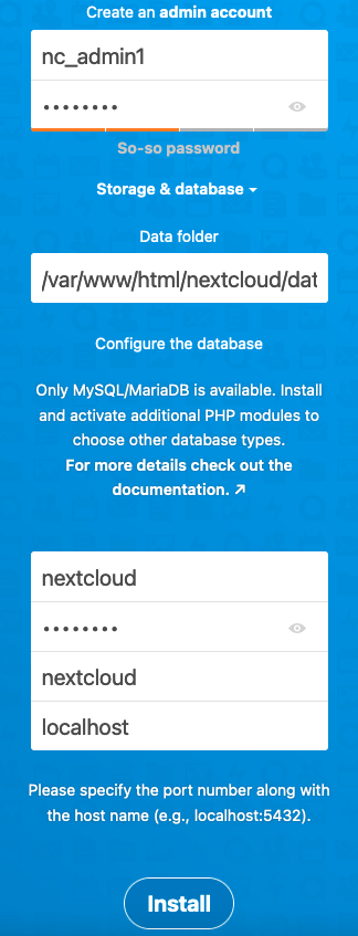 Enter the Administrator and Database Information Enter the Administrator and Database Information