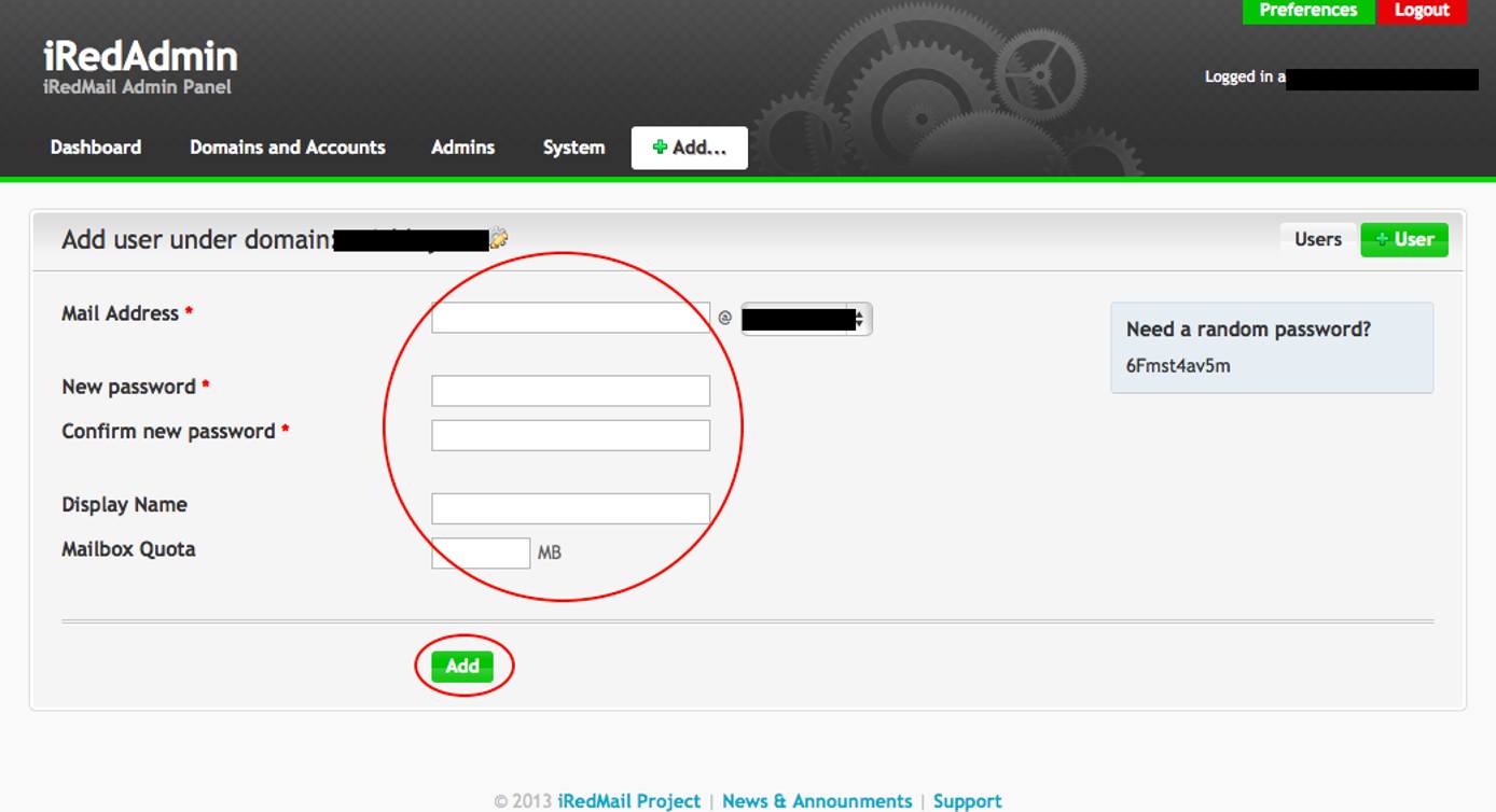 iRedAdmin Add User Information iRedAdmin Add User Information