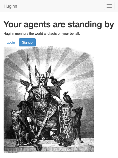 Huginn welcome page Huginn welcome page