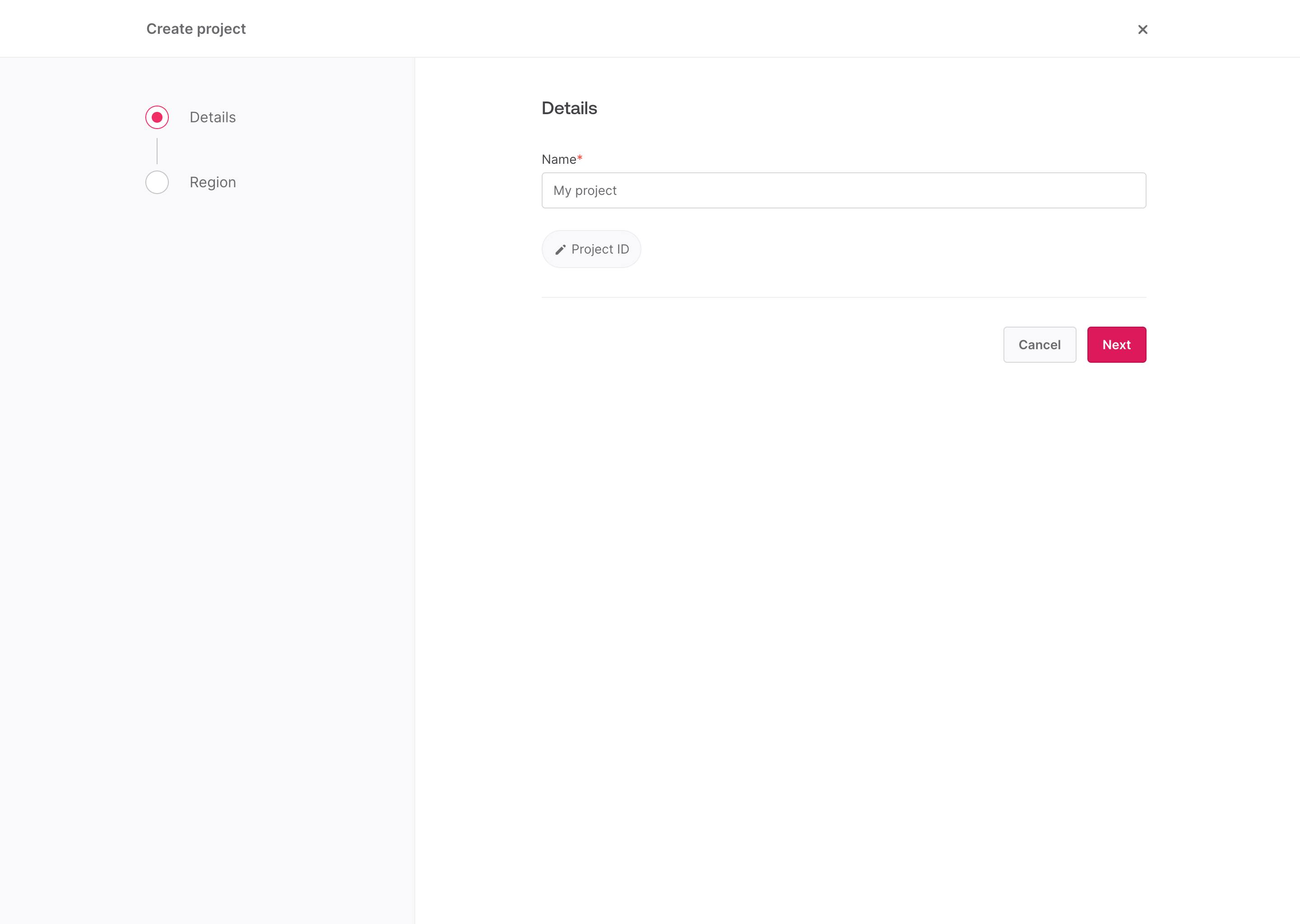 Screenshot of the Appwrite Create Project page Screenshot of the Appwrite Create Project page